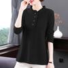 2025 Autumn New Fashion Solid Color T Shirt Woman O Neck Long Sleeve T-shirt Women European Style Female Button Shirts