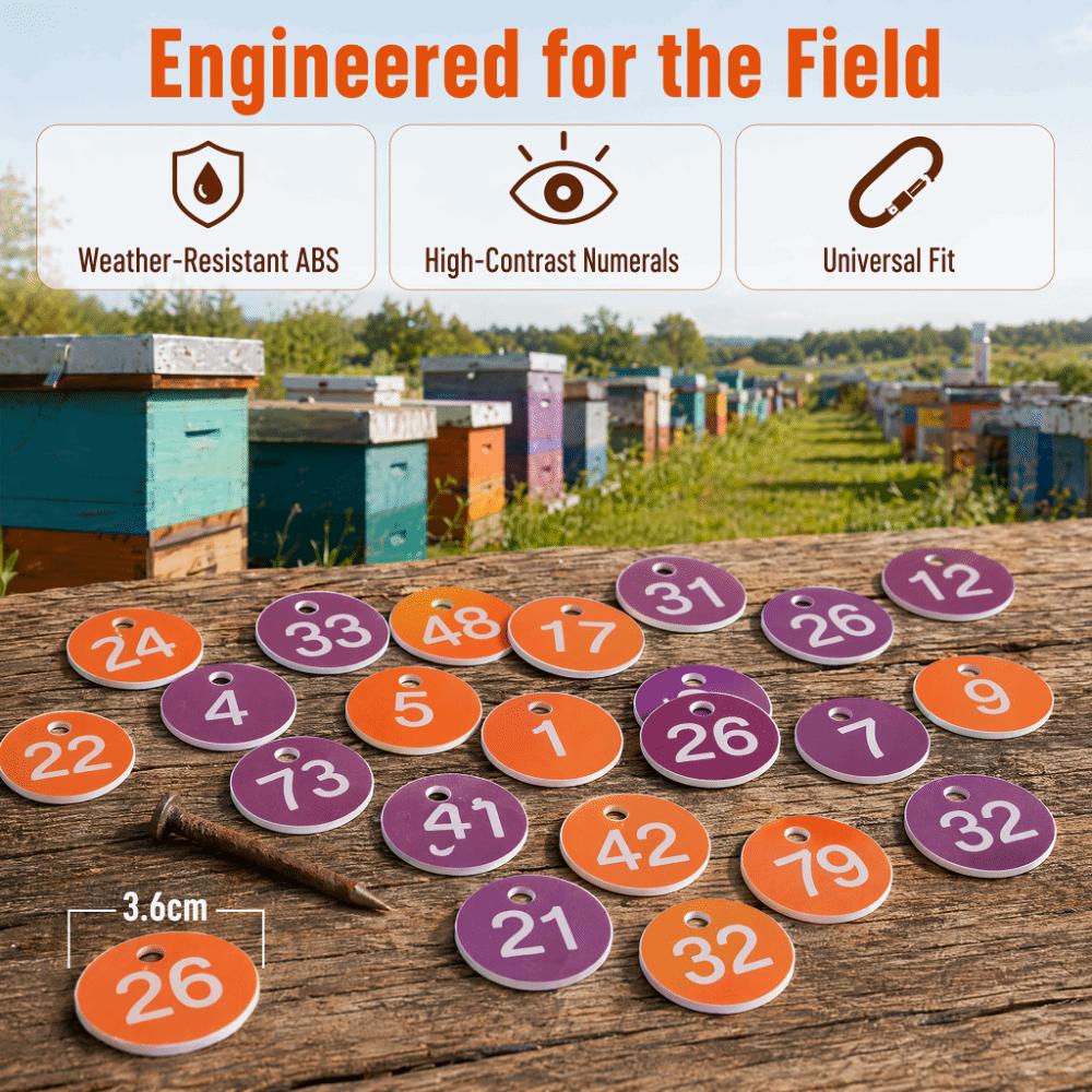50Pcs Round Shape Beehive Markers Numbered 1-50 Apiary Labels Breeding Mark Labels Apiary Use