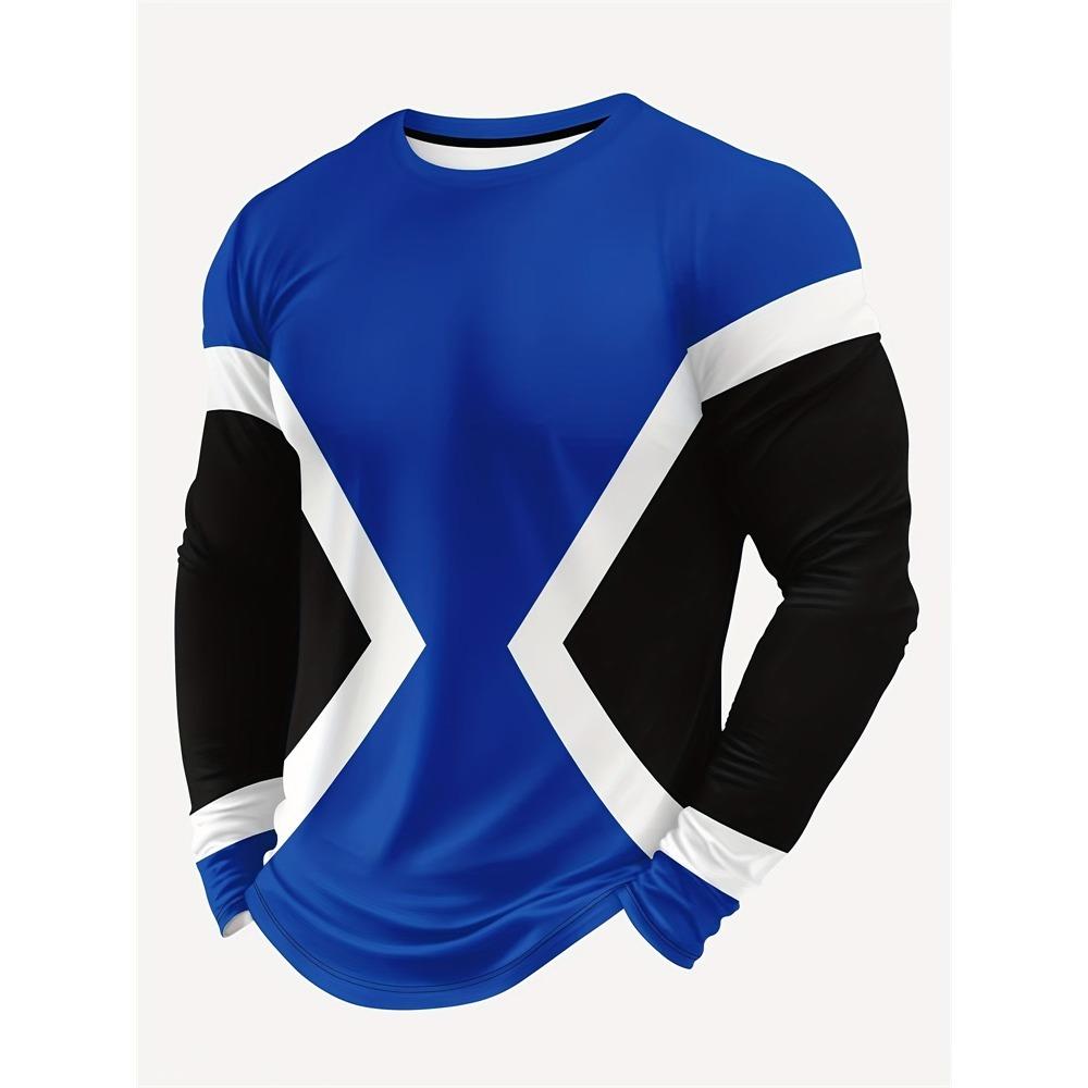 Retro And Fashionable 3D Printed Men's Autumn Thin Round-neck Top, Harajuku Street Fashion Men's Top, Casual And Fashionable