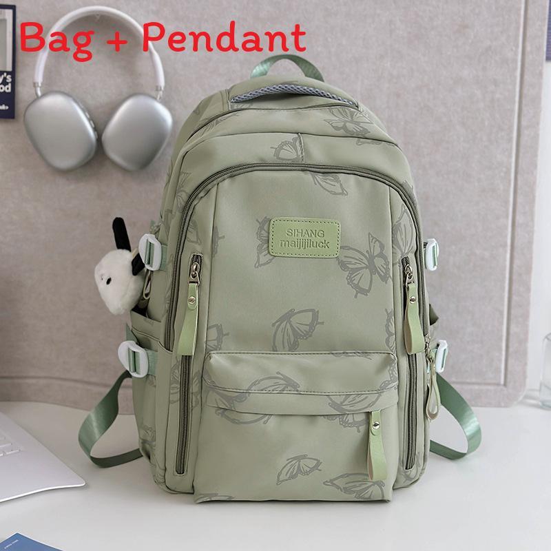 Sweet Butterfly Pattern Student Backpack With Padded Shoulder Straps For Education