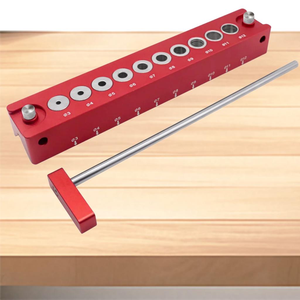 Aluminum Alloy Self Centering Dowel Jig W/ Positioning Rod, for Flat Round Corner Drilling Cable Railing & Woodworking Project
