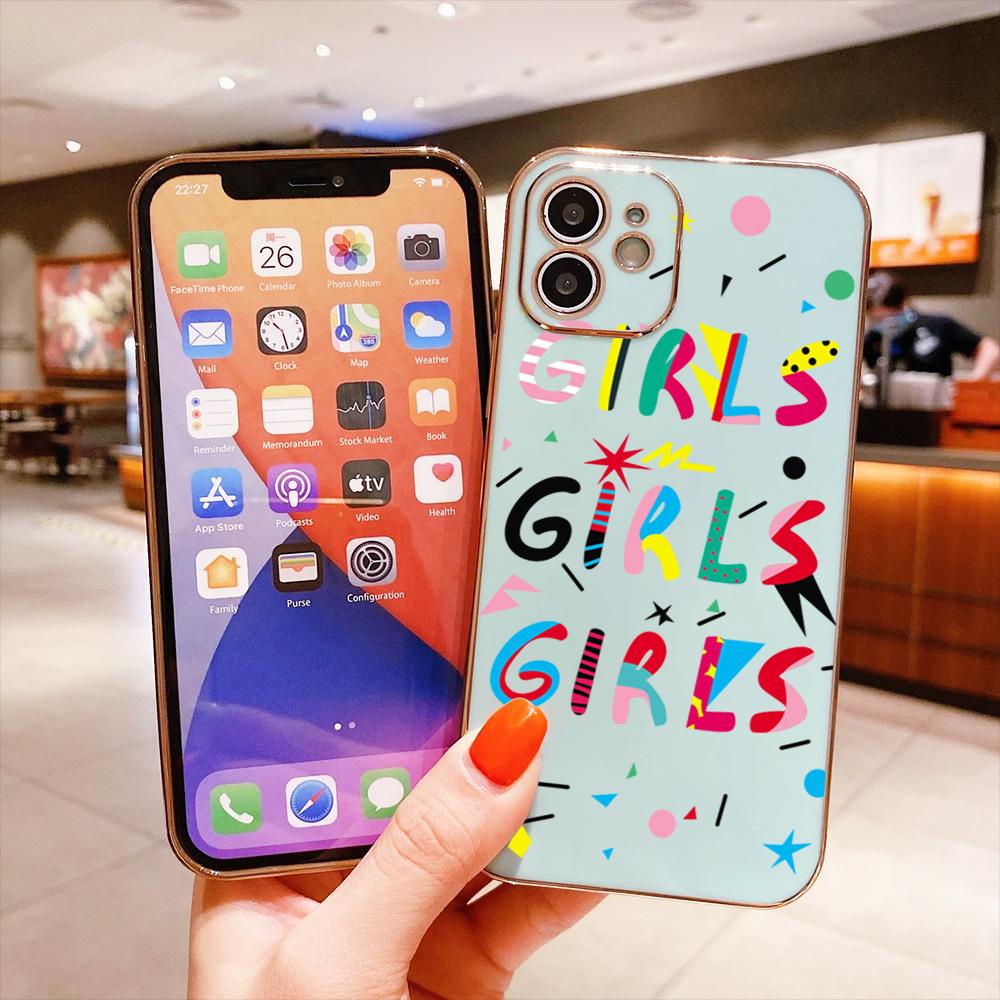 Bunte Druckmuster Quadratisches Randmuster Gehäuse Überzogene Telefonschale Luxus-Beschichtung Weiche Telefonhülle für iPhone Motorola Moto OnePlus Samsung