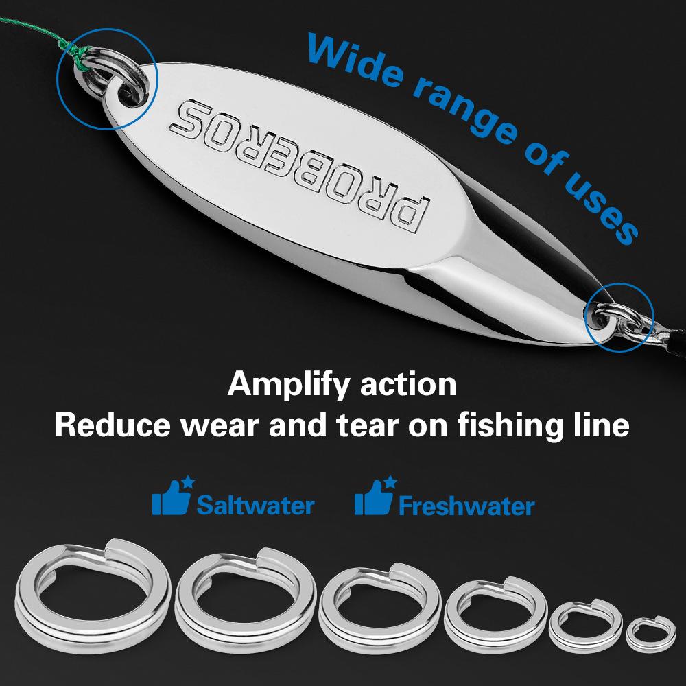 100pcs Stainless Steel Double Ring Flattened Loop Sub Bait Hook Connector Reinforced Flattened O-ring Fishing Gear Accessories