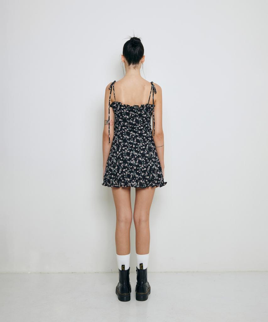 NOT YOUR ROSE Frill Mini Dress (Black)