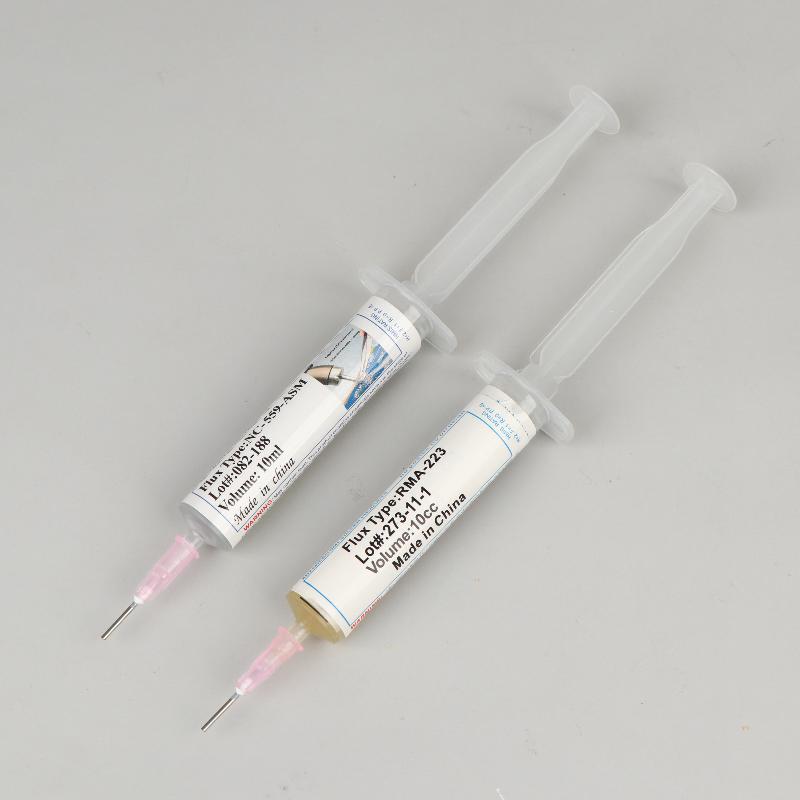 Syringe Solder Paste Flux With Plunger Needle Tip Easy Control No Waste No Clean Soldering Flux For Bga Pga Sm