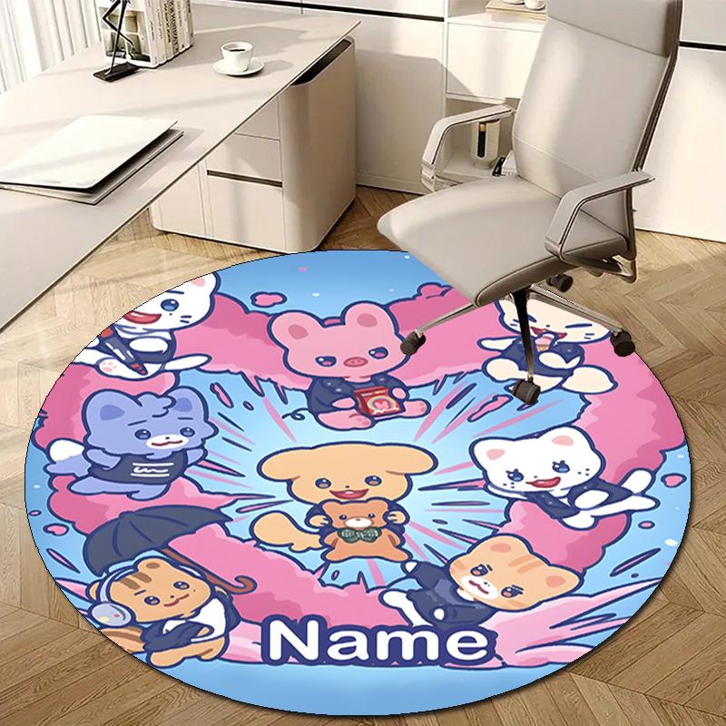 Personalized K-Kpop Team Round Chair Office Rug - Perfect for Mat, Office Chair & More - Ideal Gift for Birthdays and Holidays