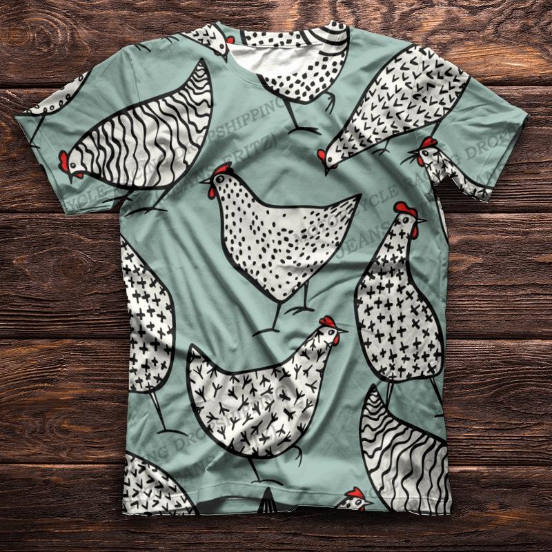 Chicken 3d Print T-shirt Men Women Fashion T-shirts Animal Tees Short Sleeve Tops Tees Vintage Tshirt Harajuku Camisetas