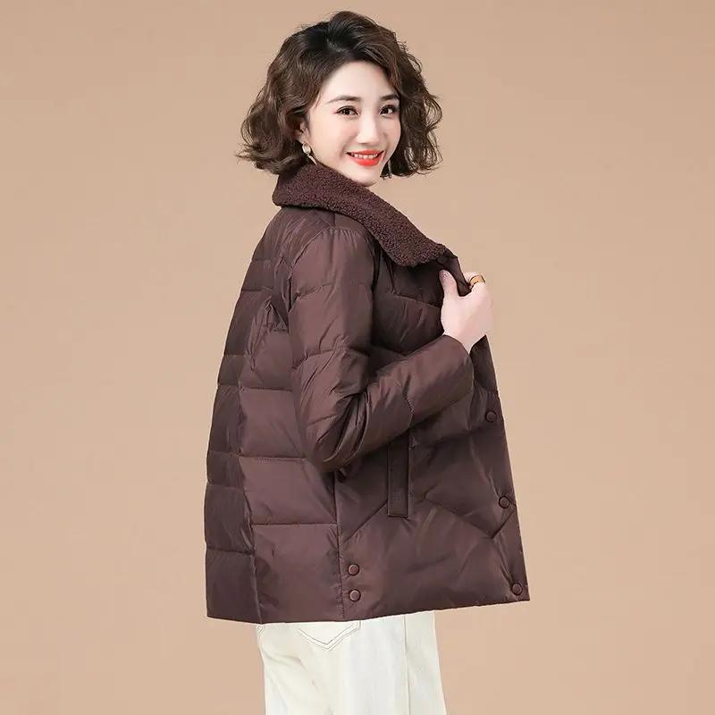 Coat Women's Short Coat Small Cotton Coat Women Women's Fashion with Fleece Lamb Wool Cotton