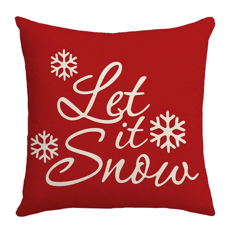 Red Christmas Pillow Cover Polyester Letter Print Home Sofa Pillow Cover Cushion