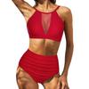 High Waist Bikini Set for Women 2025 Summer Two Pieces Solid Color Hollow Out  Sexy Swimsuit Beach Bathing Suit Swimwear Women