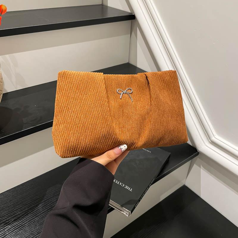 

Corduroy Travel Cosmetic Bag Portable Storage Bag Purses Women Large Capacity Clutch Shoulder Bags коричневый