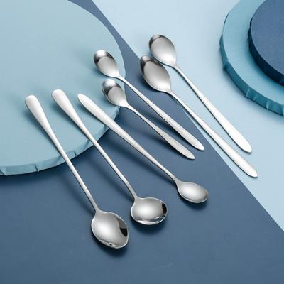 Colheres de Cabo Longo, Colheres Domésticas de Aço Inoxidável para Temperos, Colheres de Mistura, Colheres para Gelo, Colheres para Chá de Leite e Café, Colheres para Temperos