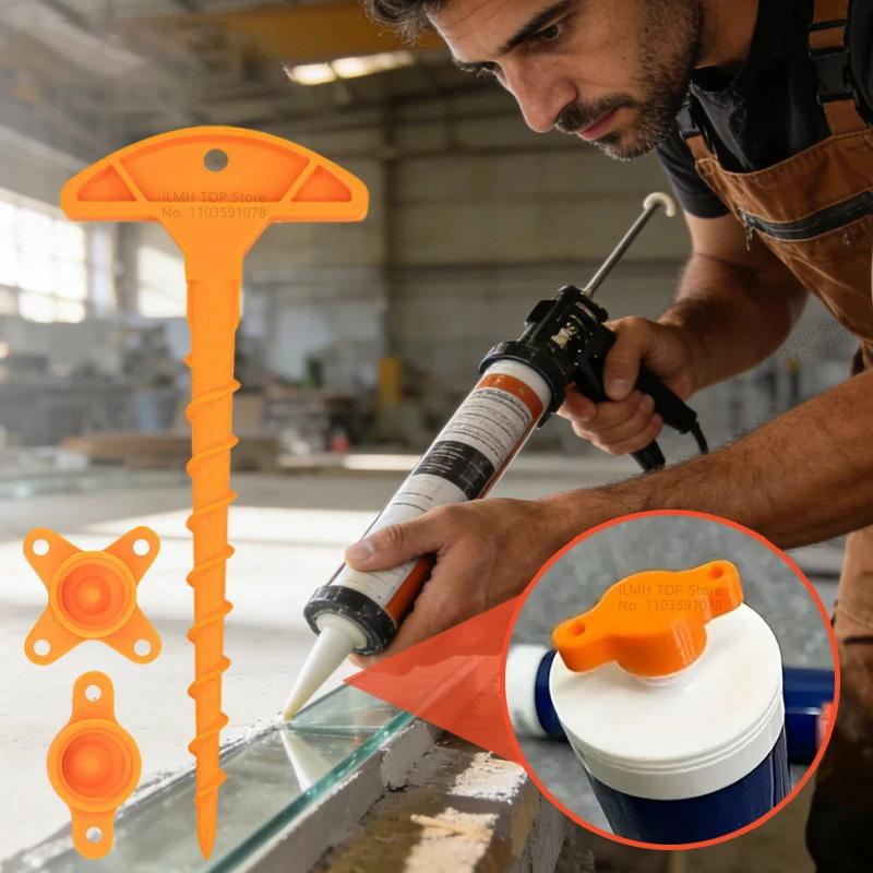 Universal Glue Nozzle Cleaner, Prevents Drying for Glass Caulk Tubes Standard Size DIY Tool Sealant Nozzle Cleaner Cap