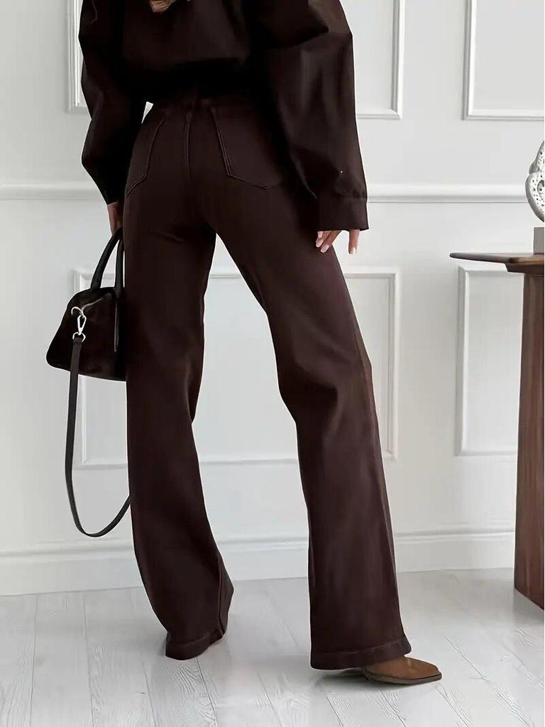 Jeans Donna Skinny Trendy Marrone Scuro – Alta Elasticità, Stile Europeo/Americano, Pantaloni in Denim Casual Micro-Svasati per il 2026.