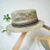 Japanese Small Fresh Small Brim Salty Grass Seaweed Woven Flat Top Top Hat Women'S Summer Sunshade Fun Flower Small Straw Hat