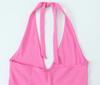2025 Summer Women's Slim Pleated Patchwork Halter V-Neck Dress