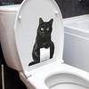 Funny Black Cat Toilet Sticker Humorous Bathroom Decal with Toilet Paper Design Self-Adhesive,