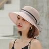 Women's Sun Hat, New Flower Organza Mesh Fisherman Hat, Foldable Vacation Versatile Elegant Sun Hat
