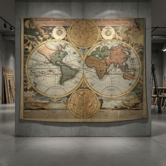 Tapeçaria de Parede Mundial, Pôster de Tecido da Terra para Sala de Estar, Arte de Parede Boho para Quarto, Capa de Fundo Vintage para Dormitório