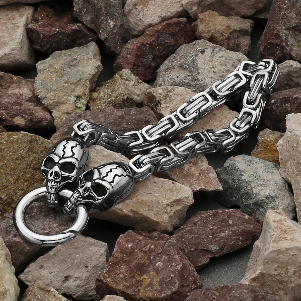 Скандинавский Викинг Кельтский Волк Дракон Птица Голова Призрака Мужской Браслет из Нержавеющей Стали Невыцветающая Бижутерия Подарок для Мужчин 19cm