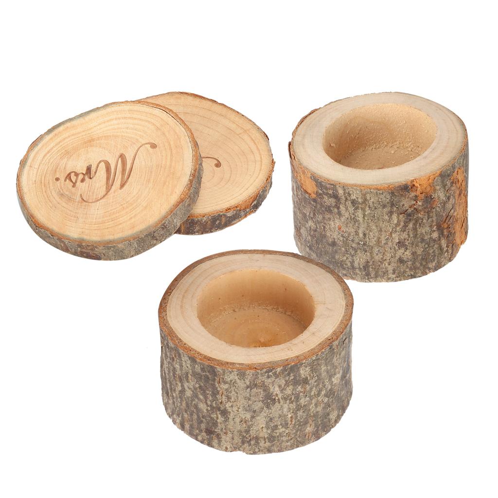 2Pcs Ring Box Portable Wooden Retro Design Ring Bearer Box for Weddings Handicrafts DIY Gifts