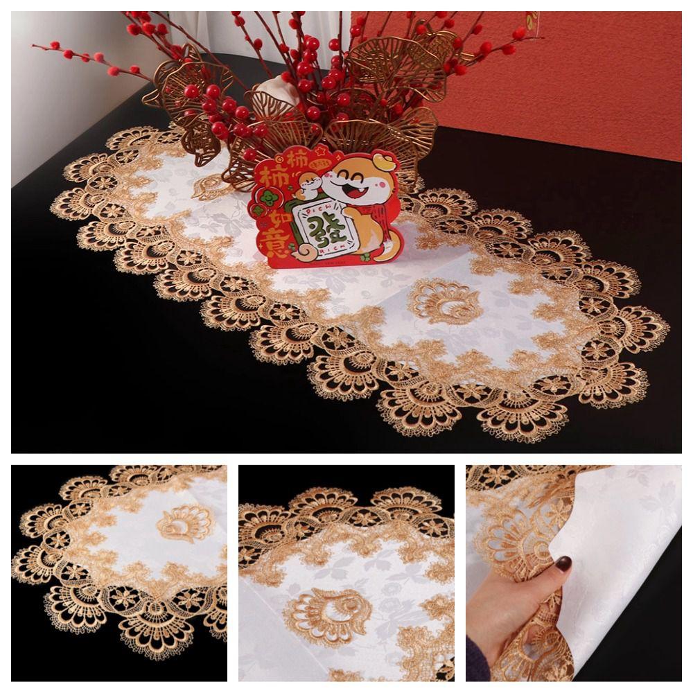 Dacron Tea Table Cover Flower Embroidery Coffee Table Placemat Europe Dining Tablecloth Home