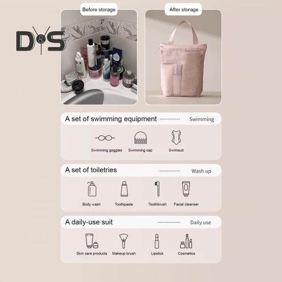 Storage Shower Bag Beach Toilet Bag Zipper Closure Large Capacity Solid Color Hollow Mesh Cosmetic Bag with Handle