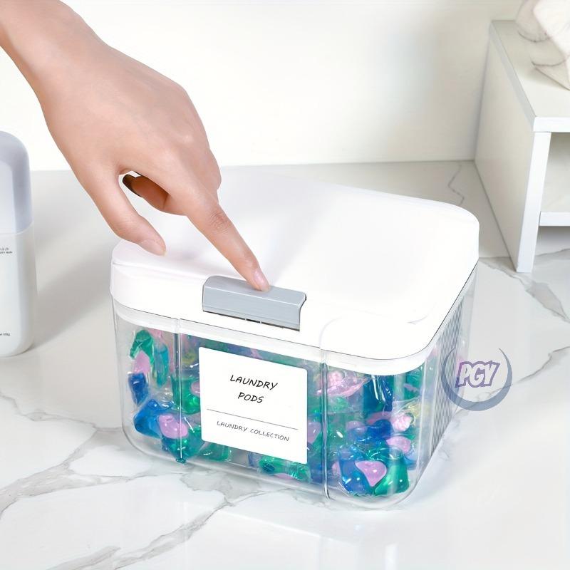 3pcs Large Capacity Laundry Pod Containers with Automatic Pop-Up Lid Sealed & Organized Laundry Room Storage Transparent Plastic