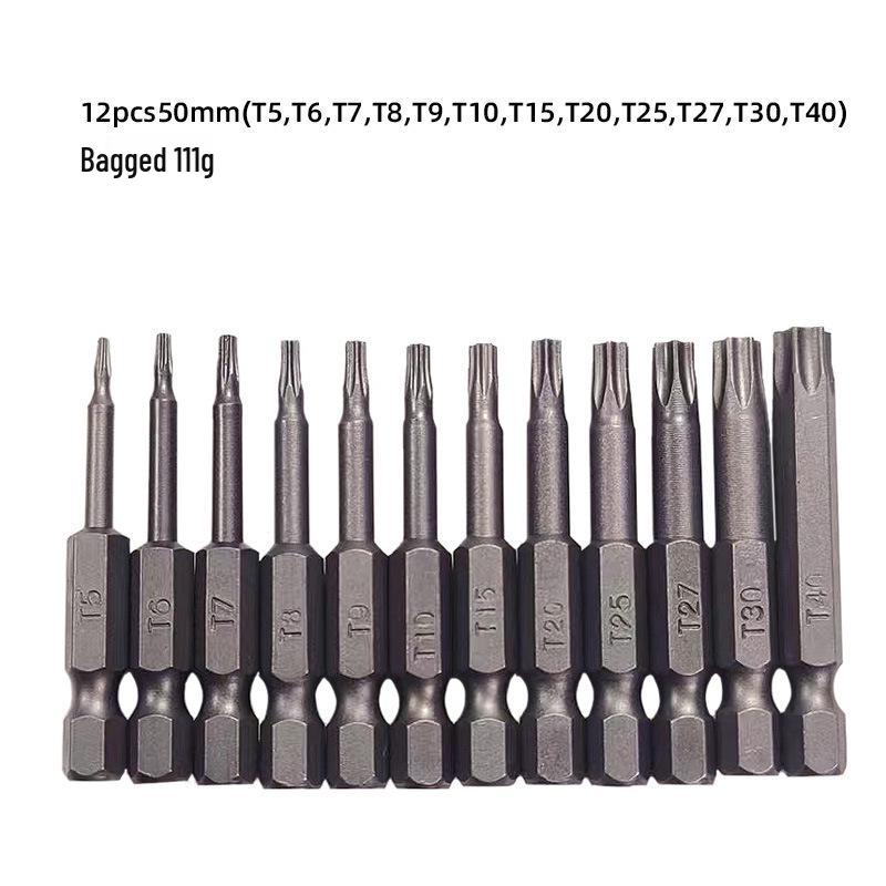 Magnetic S2 Steel Hardened Hex Ball Head Air Driver Bit 1/4" Pneumatic Screwdriver Attachment