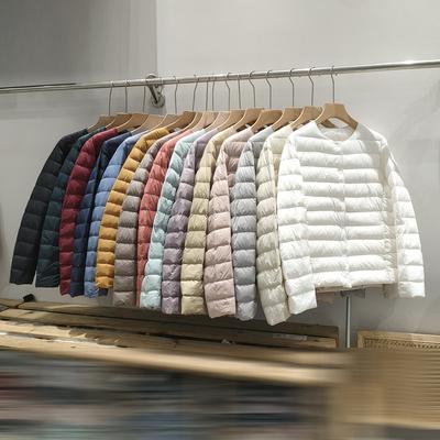 Women's Long Sleeve Puffer Jacket O Neck Casual Lightweight Down Coat Warm Inner Wear Outerwear