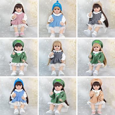 55cm Rebirth Doll Soft Adhesive Simulated Children's Toys Sweater Set Girl Princess Dress Up Doll Gift Accompany Friends