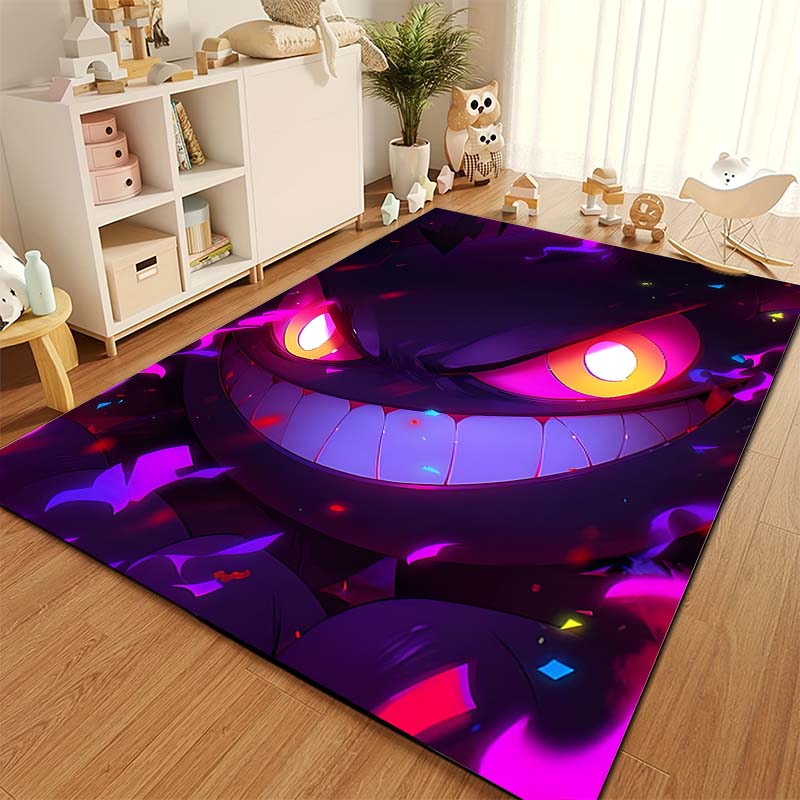 Best Seller! P-Pokemon Cartoon Carpets with Gengar Printed, Living Room Bedroom Floor Mat Balcony Garden Non-Slip Rug Great Gift
