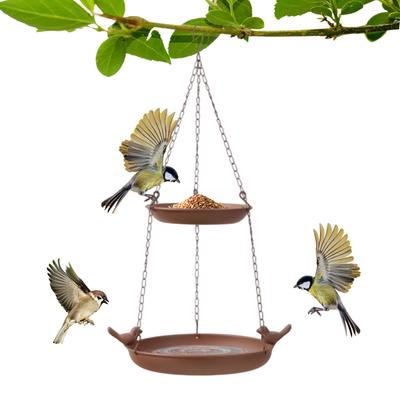 Hängende Vogeltränke für den Außenbereich, zweilagiger Vogel-Futterspender, eiserne Vogeltränke mit zwei Zonen für Kolibris, für Rasen, Veranda, Garten