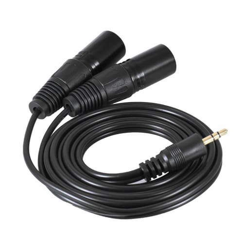 WV-9272-1.5B: Two XLR Male To 3.5mm Stereo Mini Plug Unbalanced Line Cable (1.5m, Black)