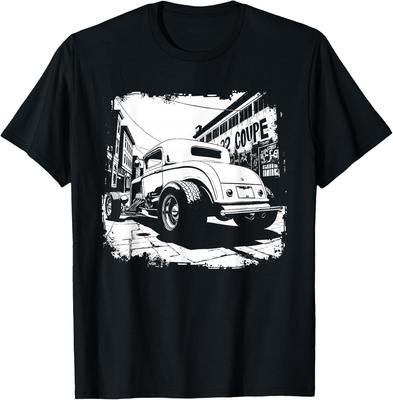 32 Deuce Coupe Silhouette 3 Window Deuce Coupe Hot Rod T-Shirt