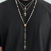 Ingemark 3 ks/Sada Vintage Kříž Ježíš Přívěsek Choker Náhrdelník pro Muže Ženy Elegantní Imitace Perlového Řetízku Party Šperky Dárky