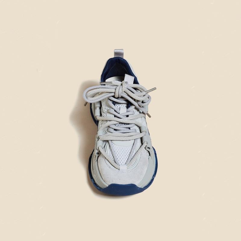 Véritables chaussures de papa grises déconstruites haut de gamme au printemps, nouvelles baskets décontractées tout-match rehaussées