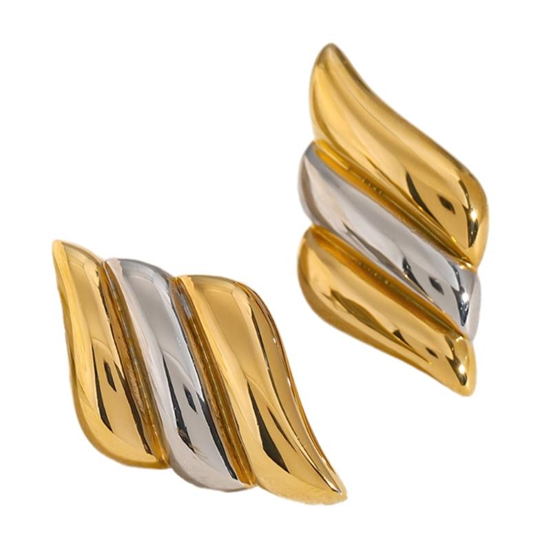 Handmade Gold Silver Geometric Studs Earrings Comfortable Ear Accessories Alloy Jewelry for Women Daily Or Party Wear