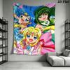 Mermaid Melody Pichi Pichi Pitch Wall Tapestry Aesthetic Wall Hanging Printed Fabric Blanket Decorative Tapestries for Bedroom Living Room Home Decor