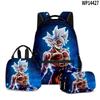 3D Animation Wukong Dragon Ball Super Student School Bag Backpack Lunch Bag Pencil Bag Three-Piece Set