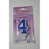 Bougie - Chiffre 4 - 7 cm - Bleu - Décoration d'anniversaire - Intérieur