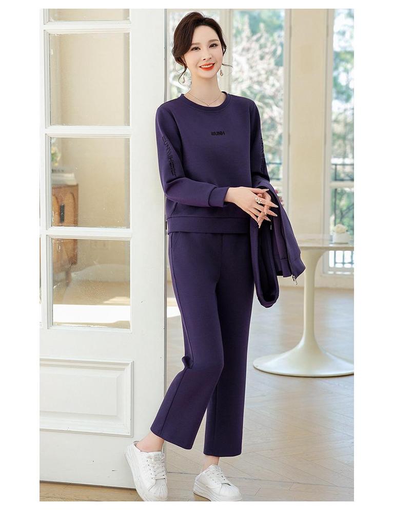Mom's Stylish Slim-Fit Autumn Cardigan Set for Middle-Aged and Elderly