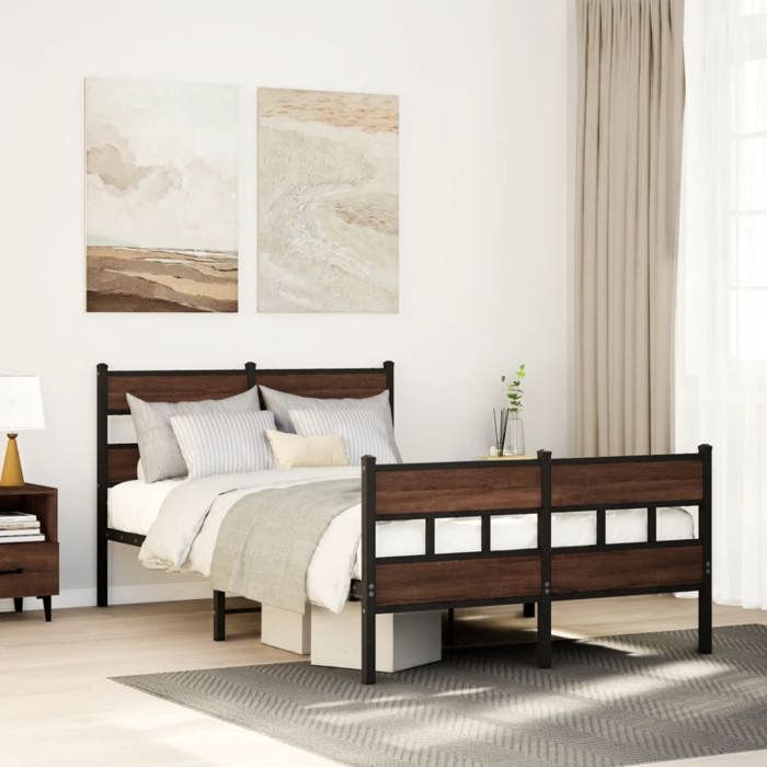 VidaXL Cadre de lit sans matelas avec tête de lit et pied de lit, lit double, meuble de chambre à coucher, lit d'invité, 4017167