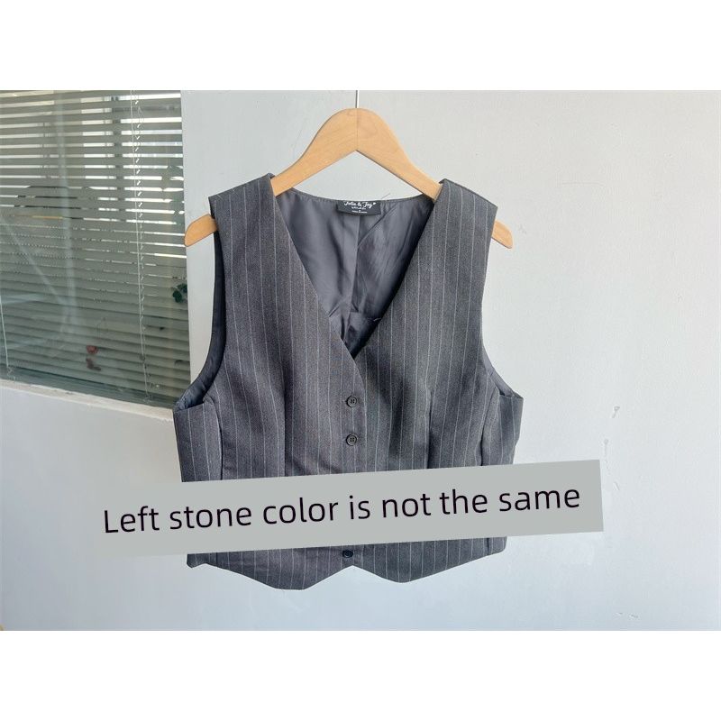 

2 Wall 1-2 Classic Stripe Suit Vest Spring and Summer Slim fit Slimming Versatile Sleeveless Waistcoat Vest Top H25-4 Grey (paragraph 2) L