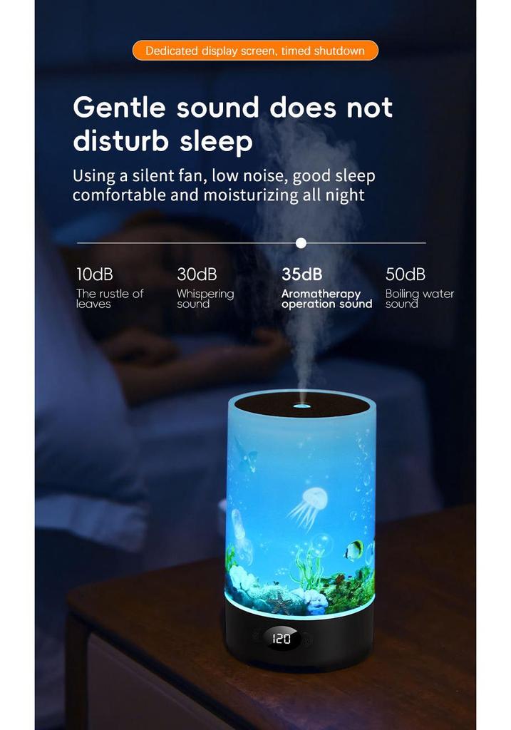 USB Desktop Aroma Diffuser with Flame Effect, Large Mist Humidifier, RGB Ambient Light - Ideal for Hotels & Commercial Spaces