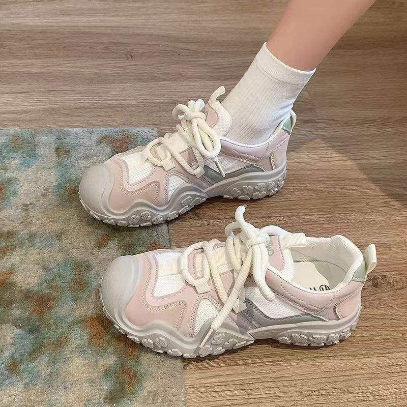 Platform Mesh Sneakers Women's 2025 New Versatile Casual Hiking Shoes Lightweight Breathable Running Shoes Dad Shoes Women