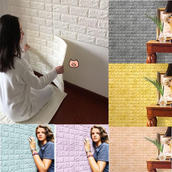 Buy New PE Foam 3D Wallpaper DIY Wall Stickers Decor Embossed Brick