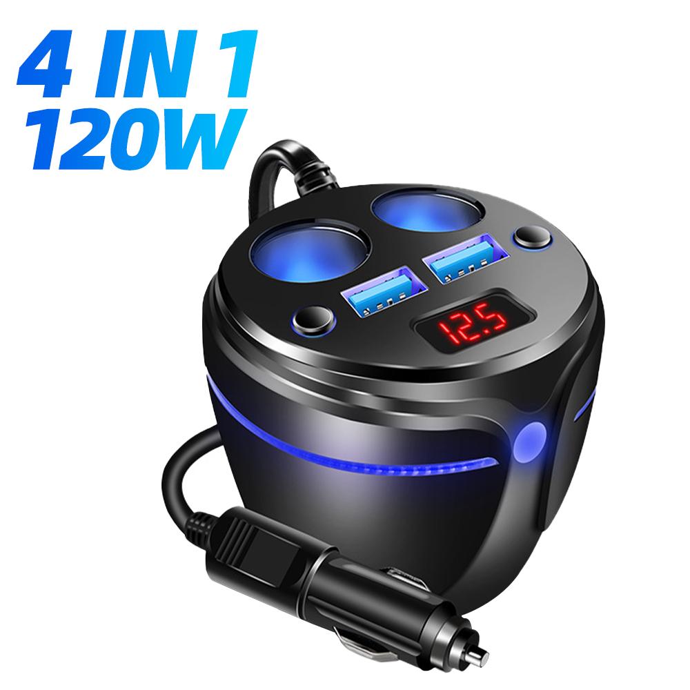 

Автомобильное зарядное устройство 120 Вт Двойной USB Прикуриватель с цифровым дисплеем Быстрая зарядка для iPhone 14 13 Samsung Адаптер вилка Автозапчасти