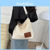 Trendy Black And White Canvas Tote Bag For Women Large Capacity Stylish Commuter Bag