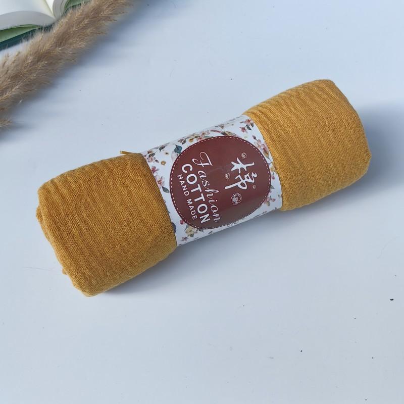 62-122 Colors Crinkle Cotton Underscarf Pleated Pompom Plain Hijab With Tassels Islamic Turban Warp